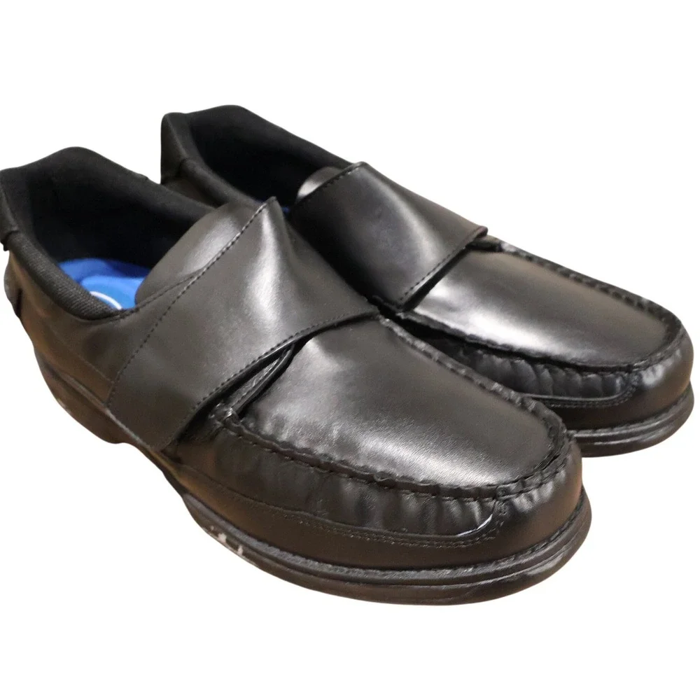 Dr. Scholl's 401 One Strap Mens 13D Black New Hook and Loop Comfort Shoes